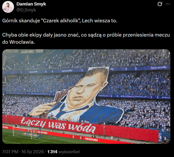 HIT! Oto OPRAWA kibiców Lecha Poznań na dzisiejszy Superpuchar Polski xD